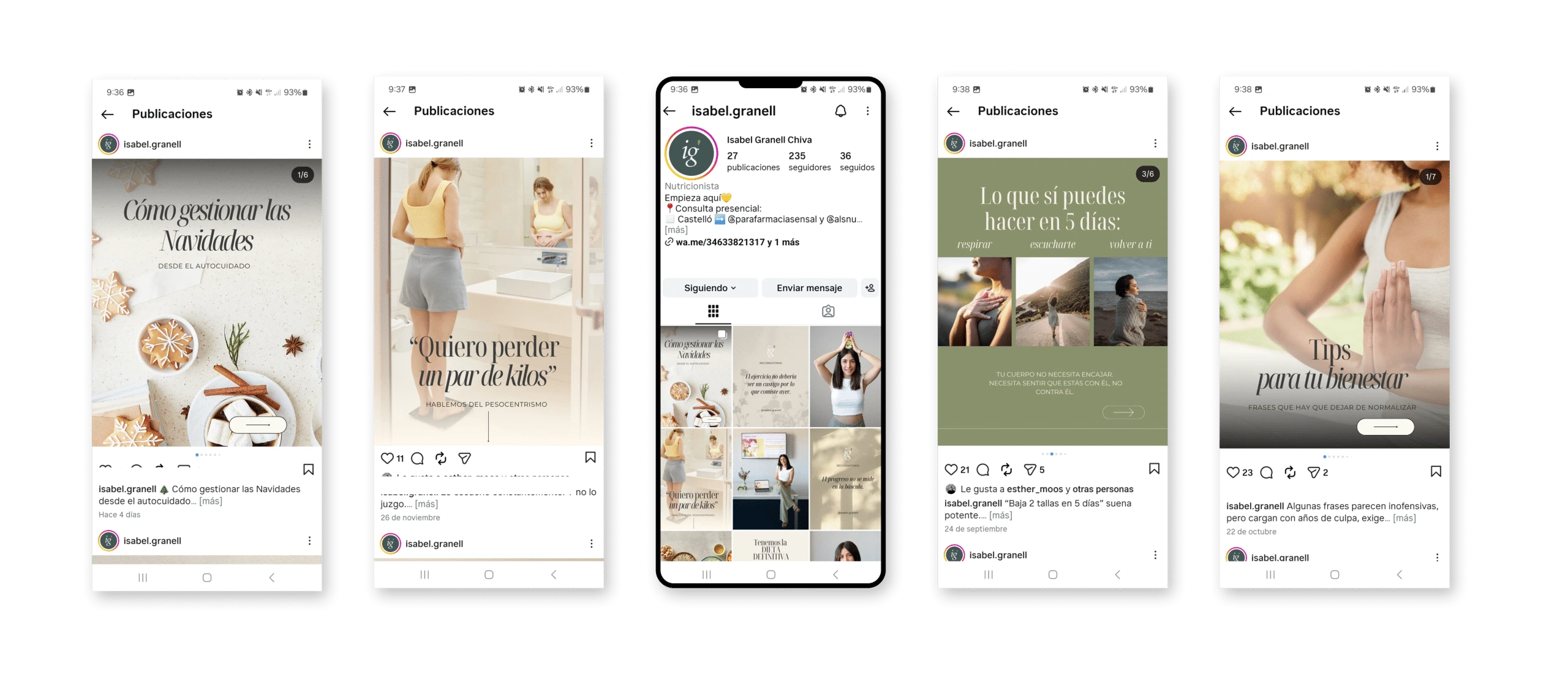 Galería de publicaciones y diseño visual del proyecto